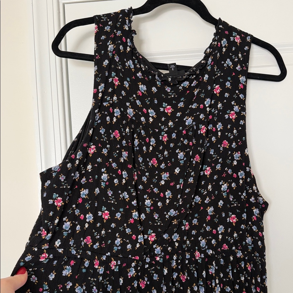 Torrid Sleeveless Black Floral Maxi Dress with Pink Accents - Picture 6 of 7